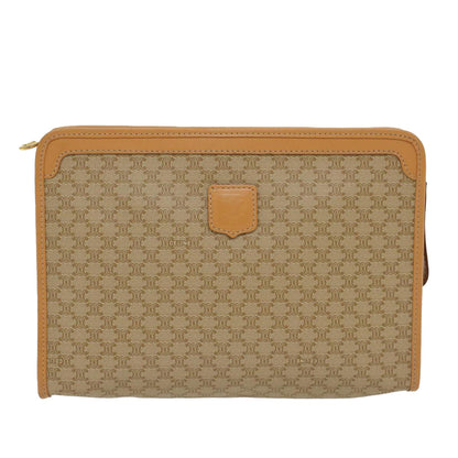 Celine Macadam Canvas Clutch Bag PVC Leather Beige  48156