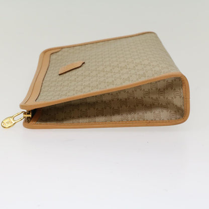 Celine Macadam Canvas Clutch Bag PVC Leather Beige  48156