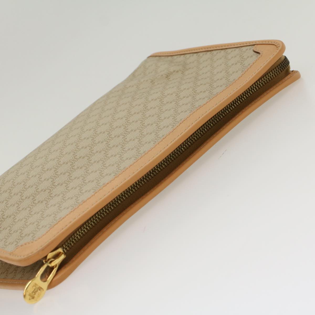 Celine Macadam Canvas Clutch Bag PVC Leather Beige  48156