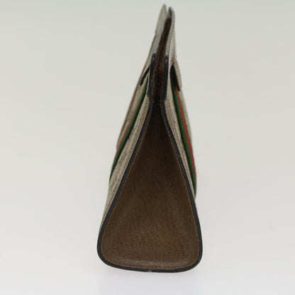 GUCCI GG Canvas Web Sherry Line Clutch Bag Beige Red Green 89.01.001  48199