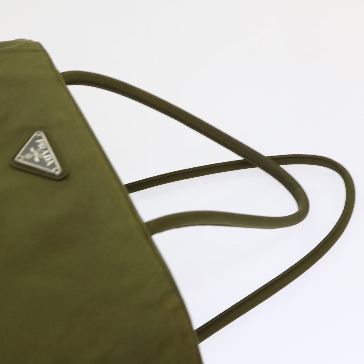 Prada Hand Bag Nylon Khaki  48200