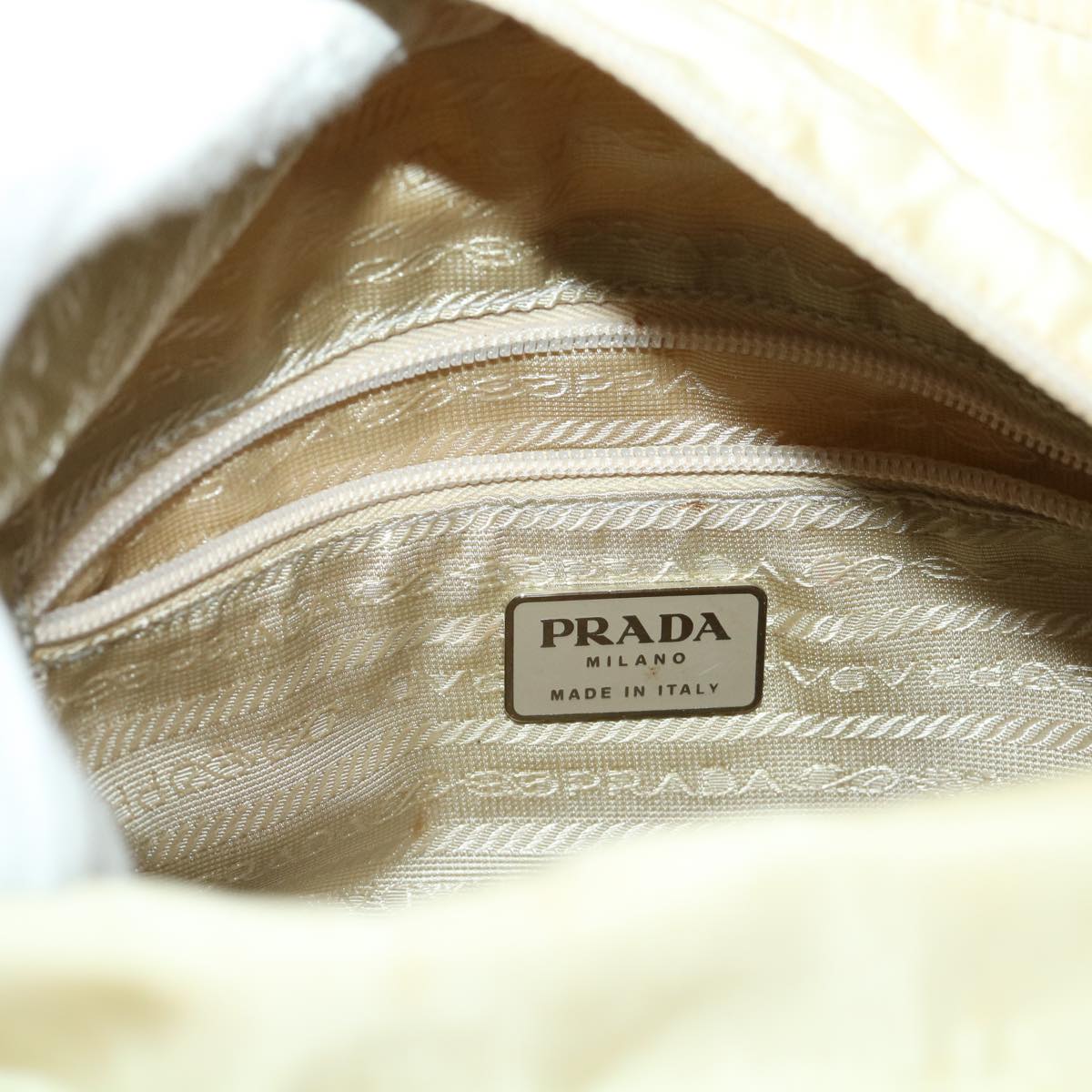 Prada Hand Bag Nylon Beige  48236