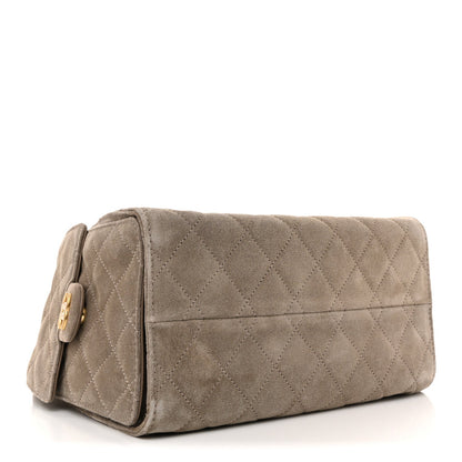 Suede Quilted Small Chanel 25 Handbag Dark Grey