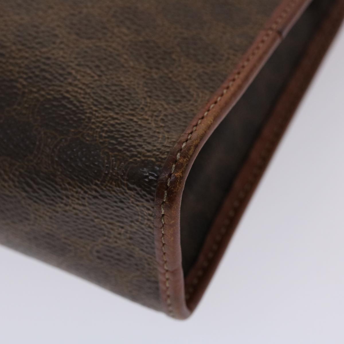 Celine Macadam Canvas Clutch Bag PVC Leather Brown  48331