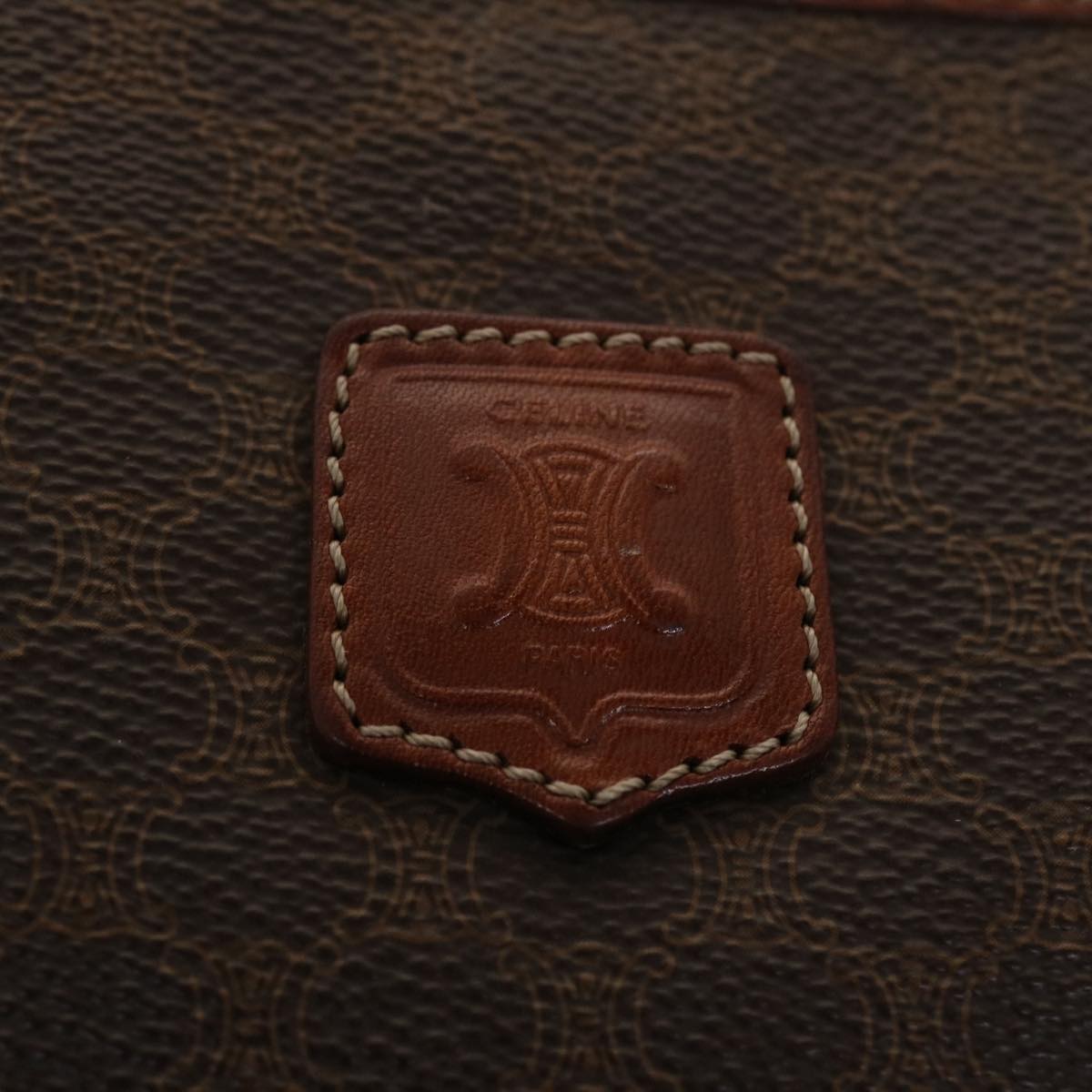 Celine Macadam Canvas Clutch Bag PVC Leather Brown  48331