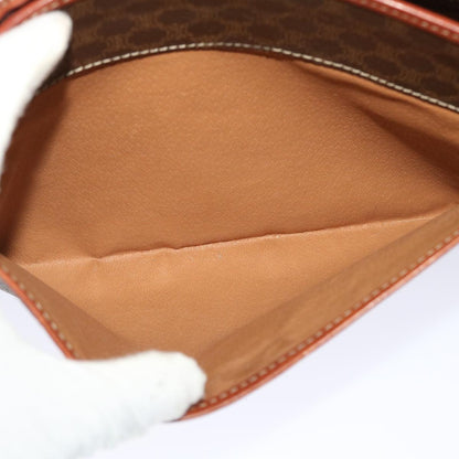 Celine Macadam Canvas Clutch Bag PVC Leather Brown  48331