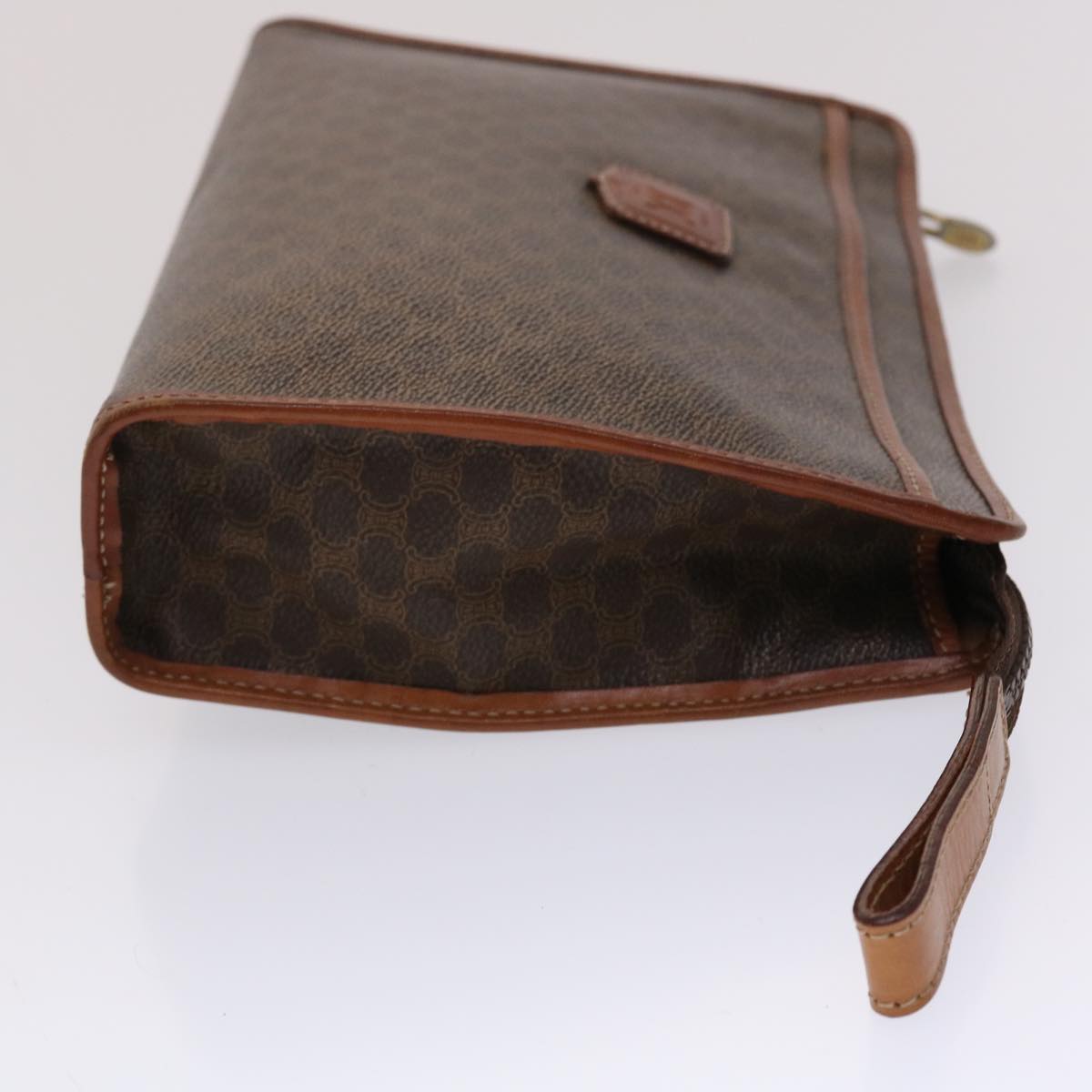 Celine Macadam Canvas Clutch Bag PVC Leather Brown  48331