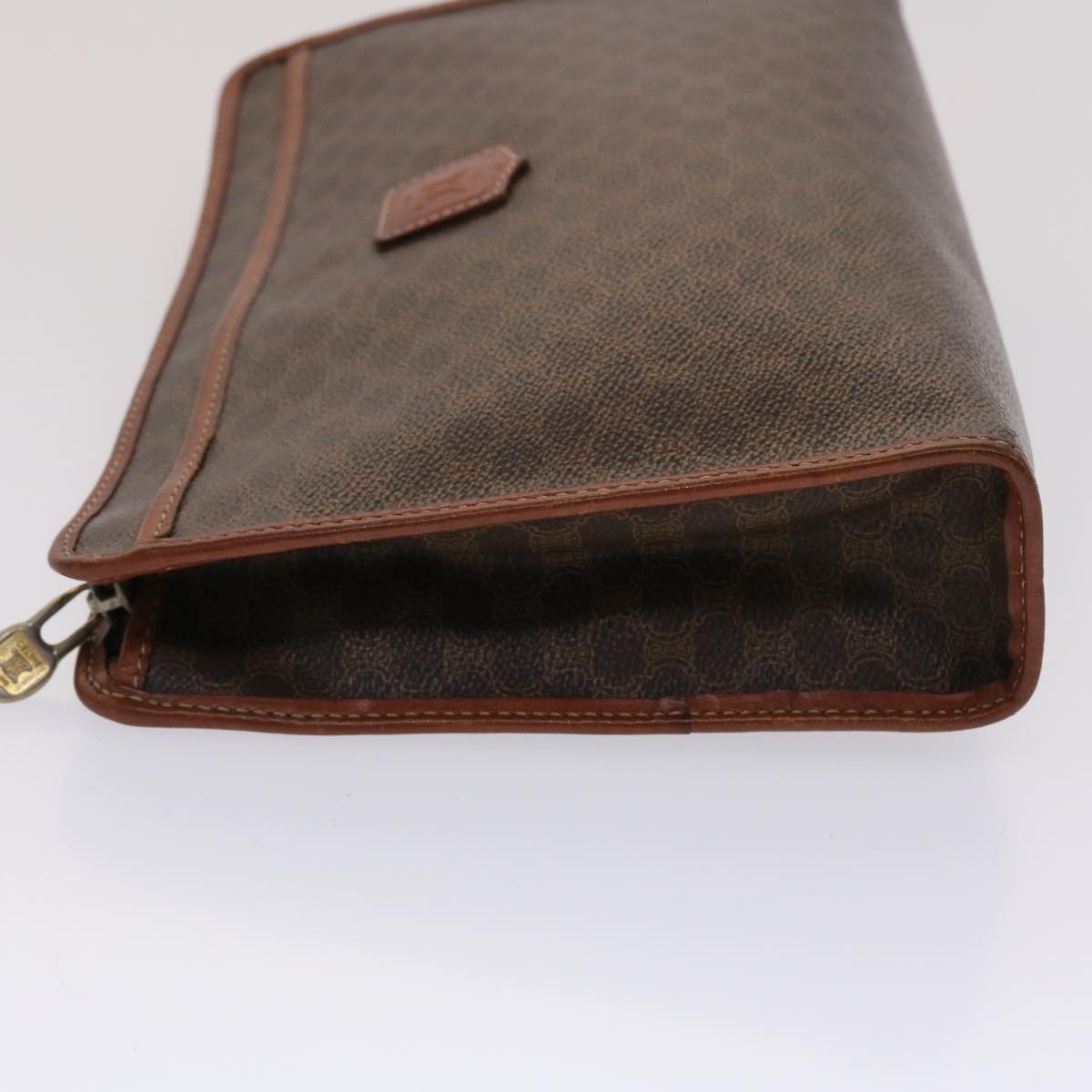Celine Macadam Canvas Clutch Bag PVC Leather Brown  48331
