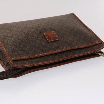 Celine Macadam Canvas Clutch Bag PVC Leather Brown  48331