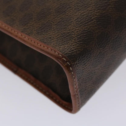 Celine Macadam Canvas Clutch Bag PVC Leather Brown  48331