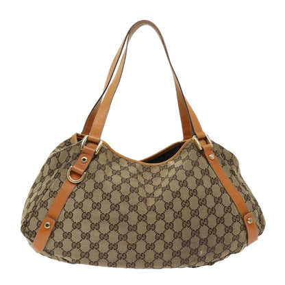 GUCCI GG Canvas Hand Bag Leather Brown  48449