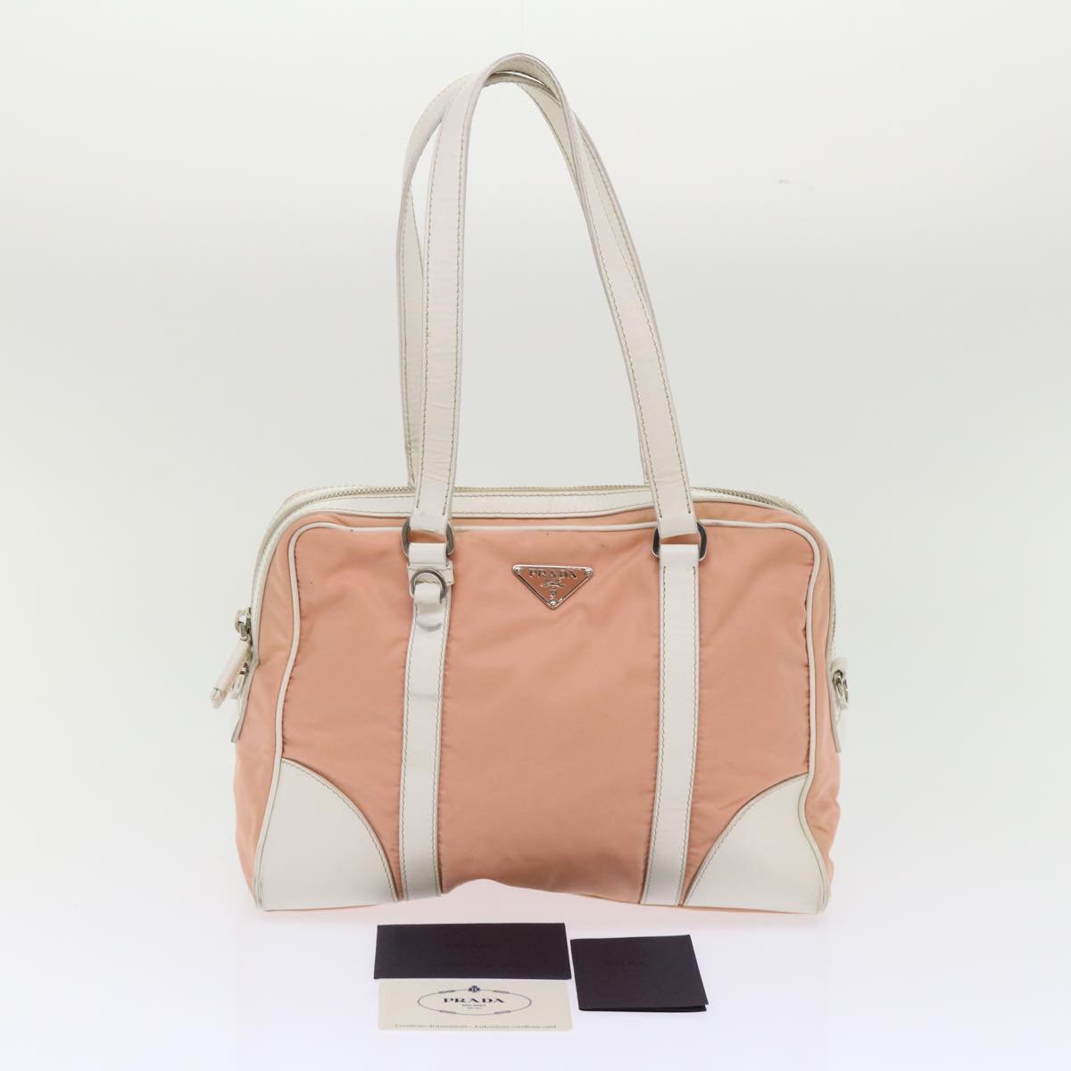 Prada Hand Bag Nylon Leather Pink  48453