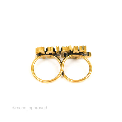 Dior J'adior Crystal Drop Charm Ring Set Antique Gold Tone