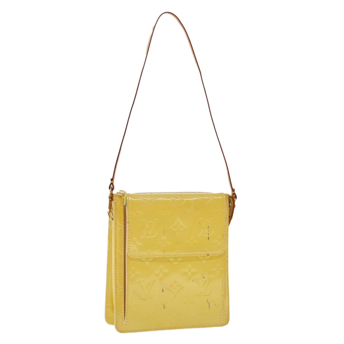 LOUIS VUITTON Monogram Vernis Motto Accessory Pouch Yellow M91159 LV  48591