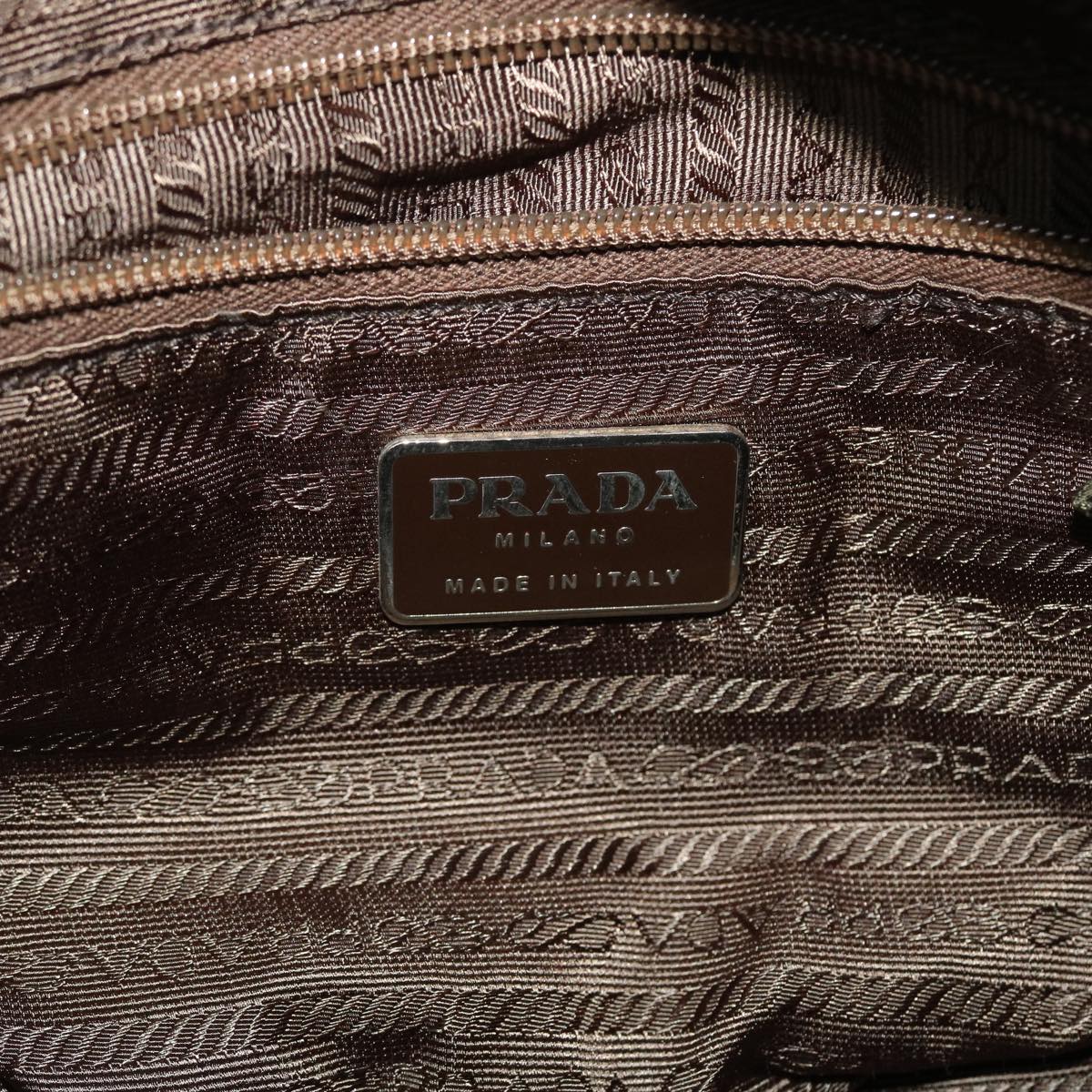 Prada Hand Bag Nylon Khaki  48613