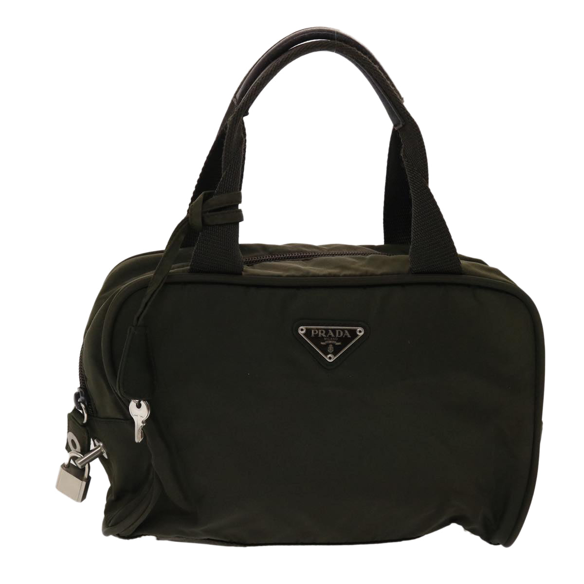 Prada Hand Bag Nylon Khaki  48613