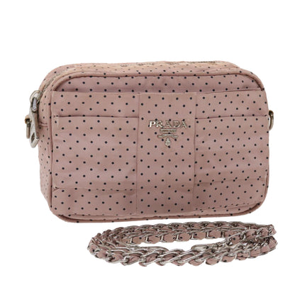 Prada Dot Chain Shoulder Bag Nylon Pink Black  48618