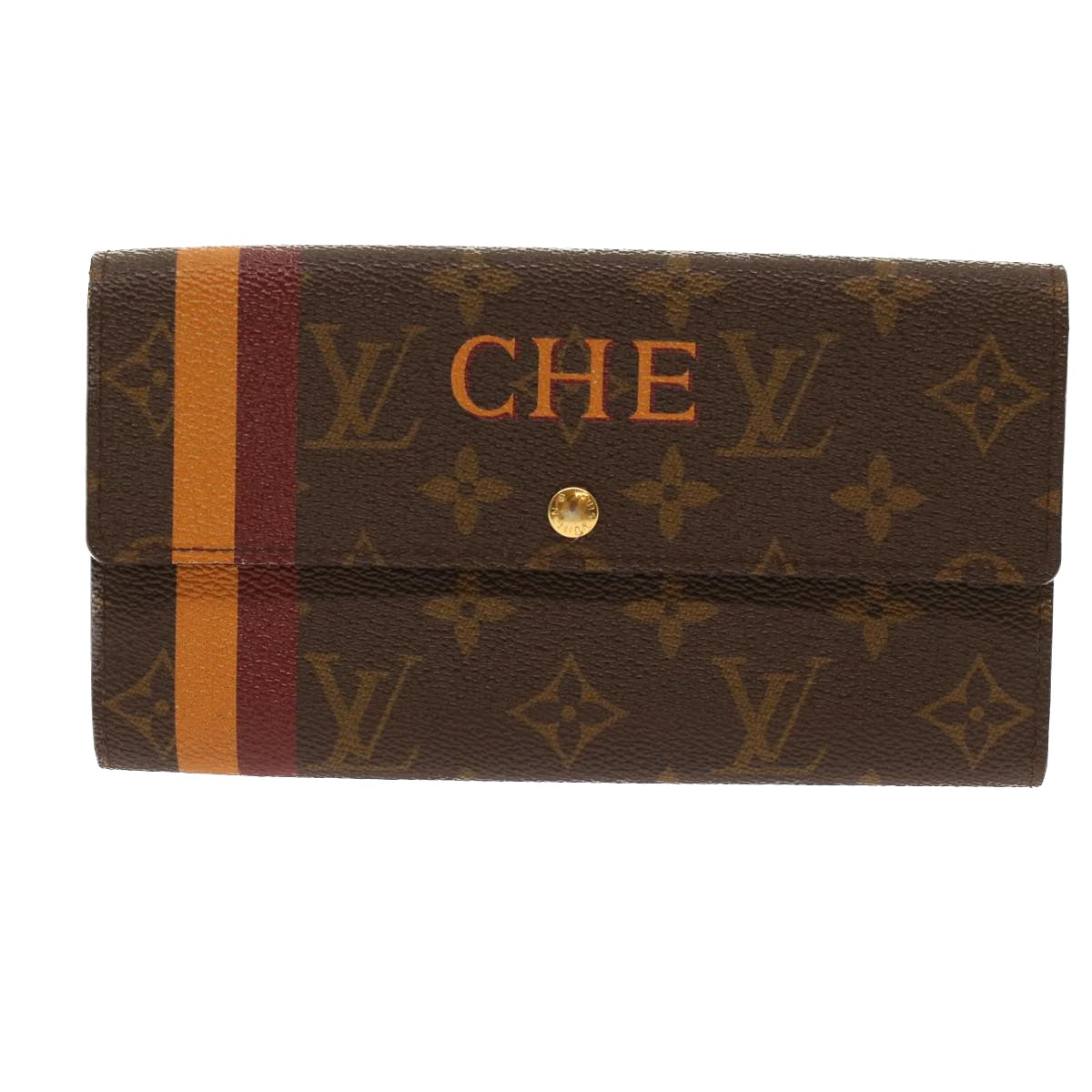 LOUIS VUITTON Monogram Orump Portefeuille Sarah Wallet initials Beige Auth 48651