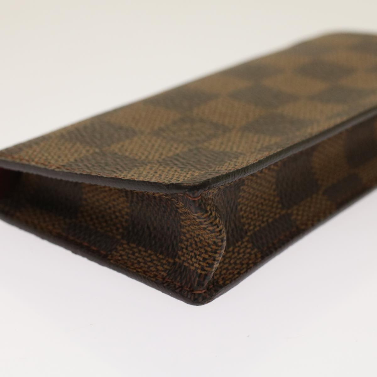 LOUIS VUITTON Damier Ebene Etui Lunettes Simple Glasses Case N62964 Auth 48676