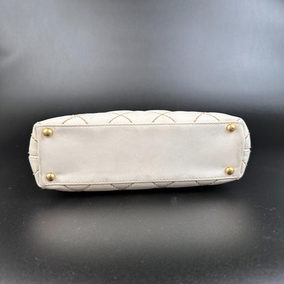 Chanel CC Wild Stitch Leather Handbag White Pony-style calfskin MR