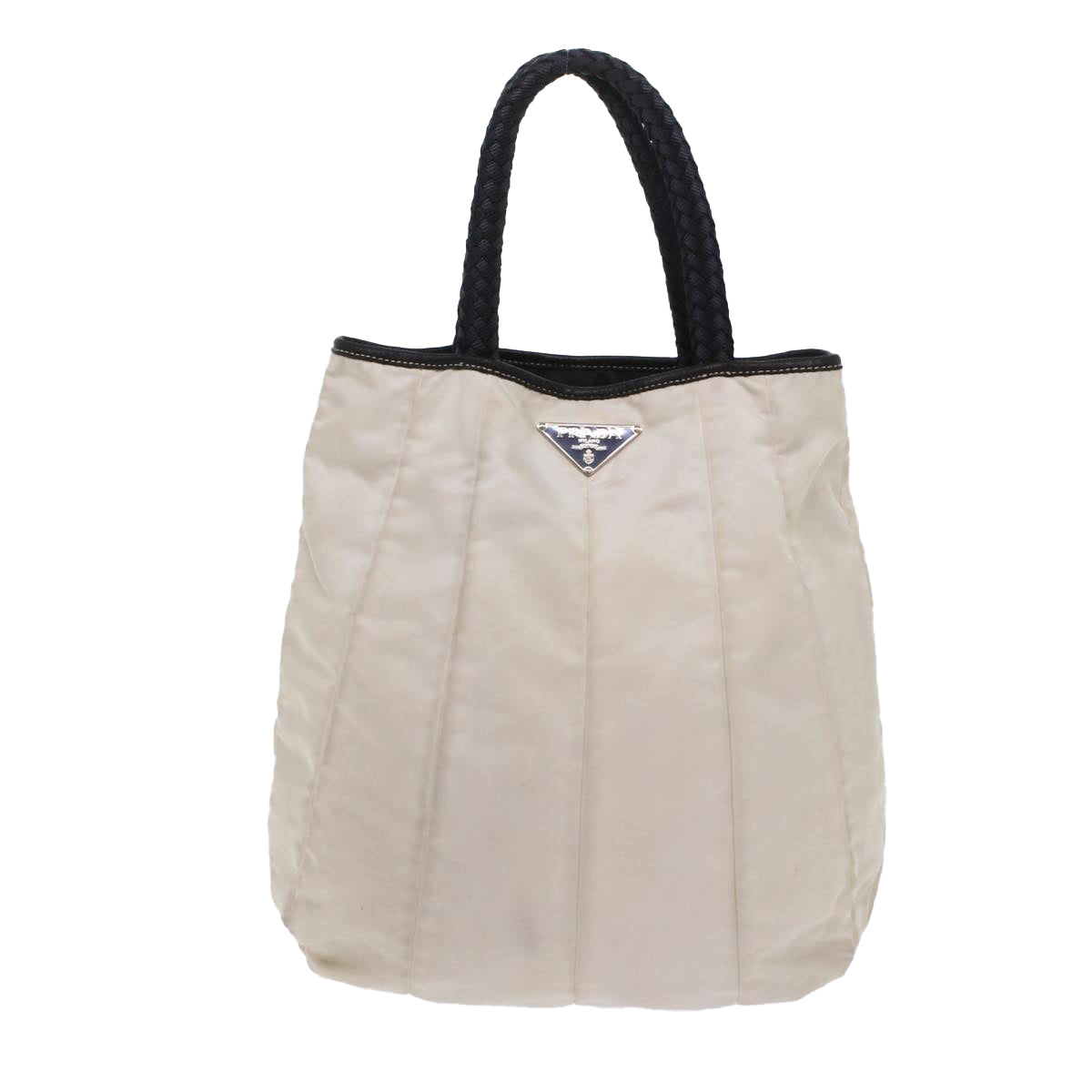 Prada Hand Bag Nylon Ivory  48756