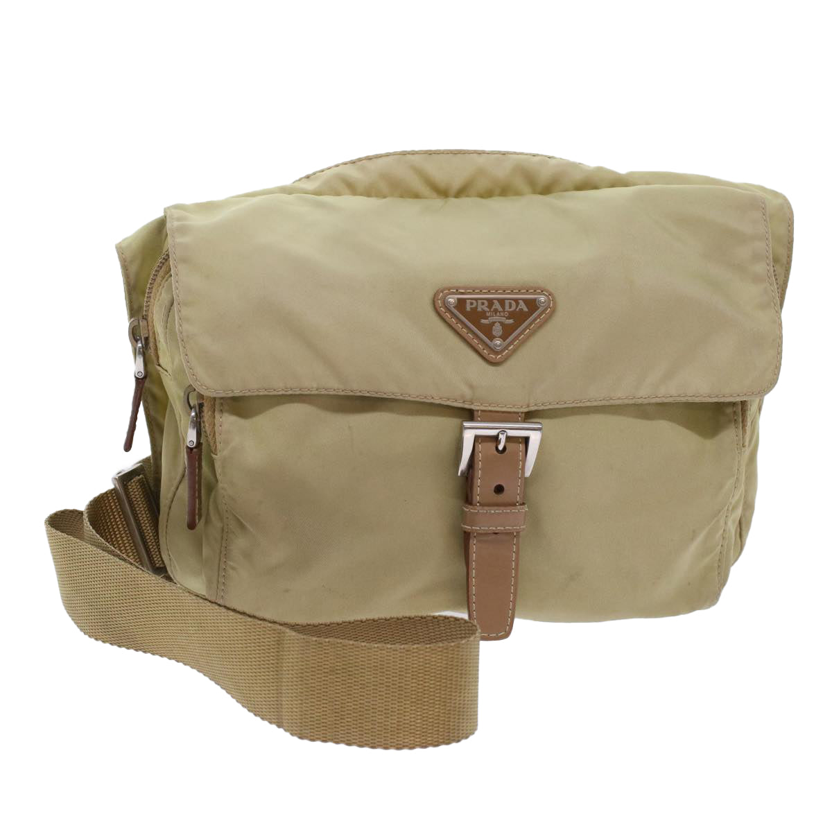 Prada Shoulder Bag Nylon Beige  48760