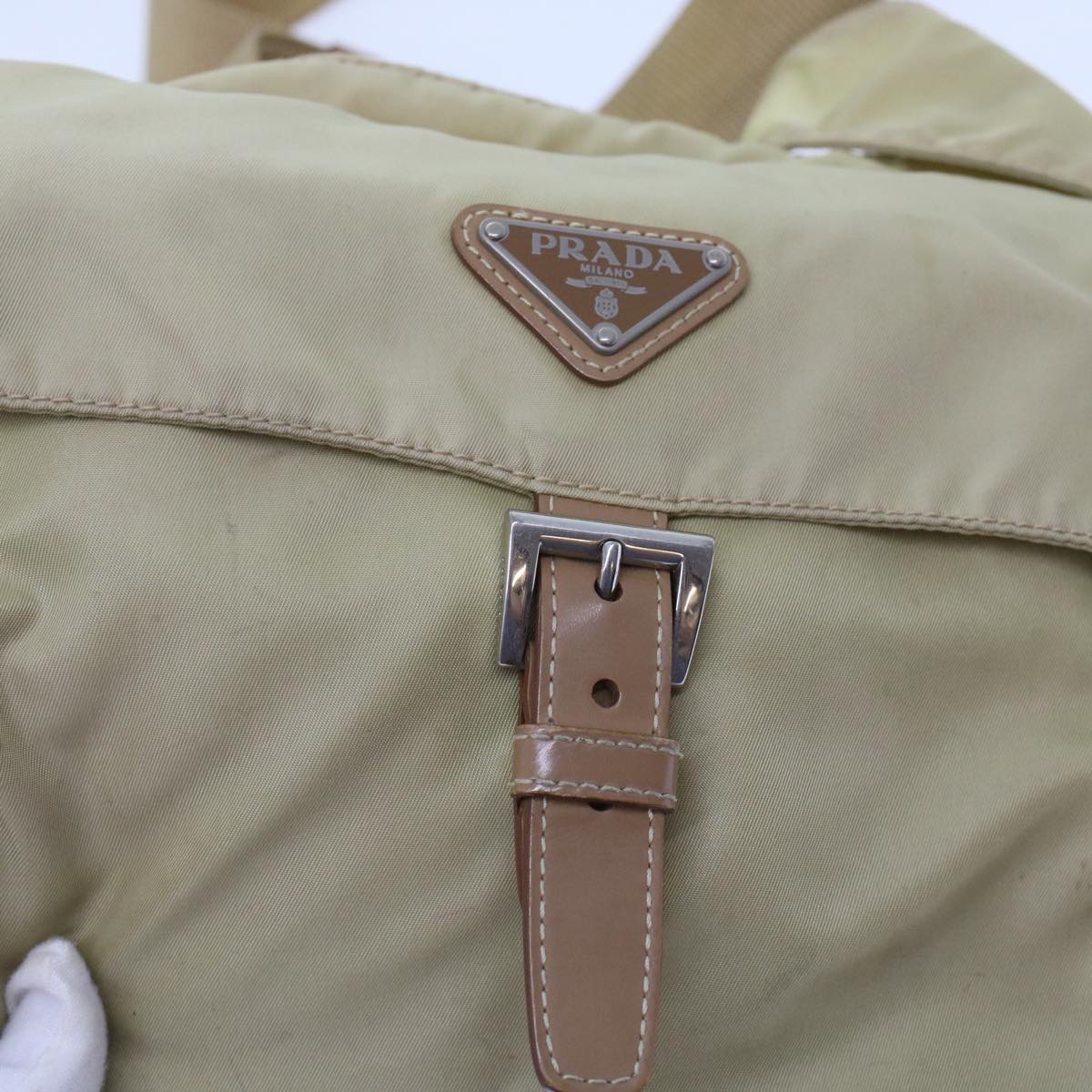 Prada Shoulder Bag Nylon Beige  48760