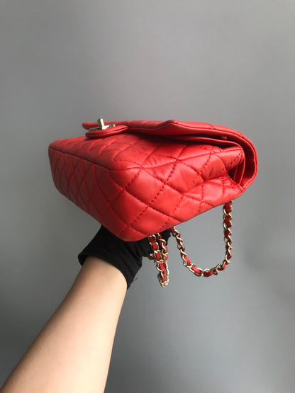 Timeless Classic Leather Double Flap Red Bag