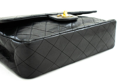 CHANEL Classic Double Flap Medium Chain Shoulder Bag Black Lamb k33