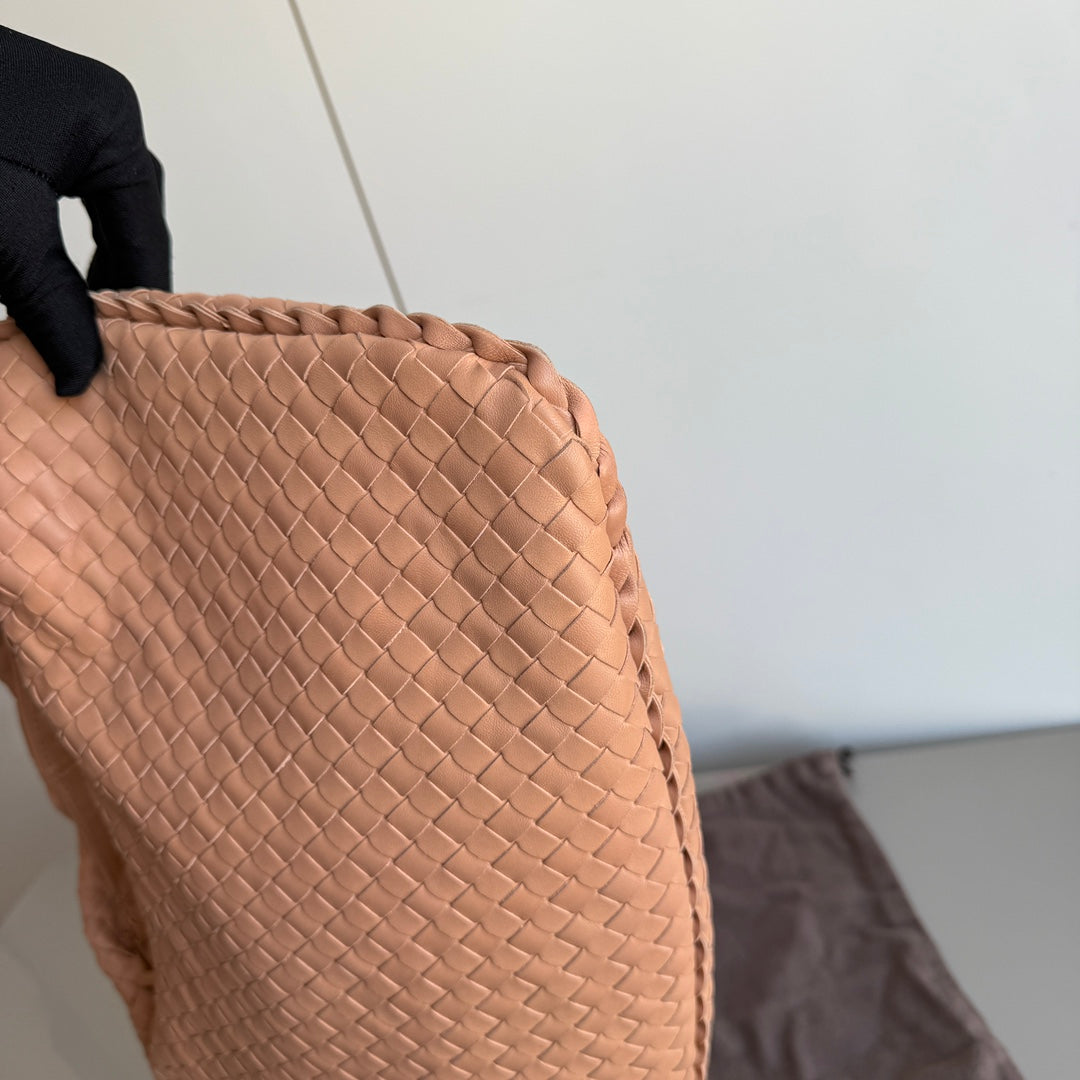 Bottega Veneta Veneta Hobo Beige Almond Lambskin Leather 40cm