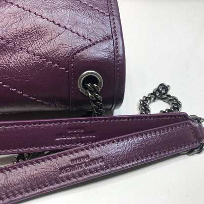 Yves Saint Laurent Niki Baby Chain Bag In Crinkled Vintage Dark Violet