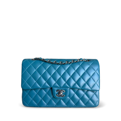 Chanel Classic Flap Medium - 25CM Quilted Lambskin Blue Silver Hardware Series 15