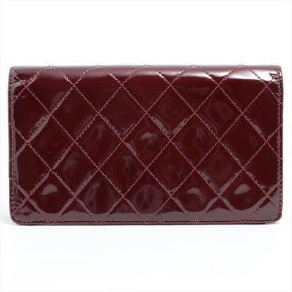 Chanel Coco Patent Leather Wallet Bordeaux Silver  18th