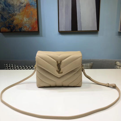 YSSL Loulou Mini Shoulder Bag Beige For Women 7in/18cm YSL