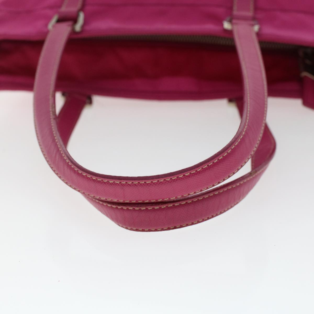 Prada Hand Bag Nylon Leather Pink  49021