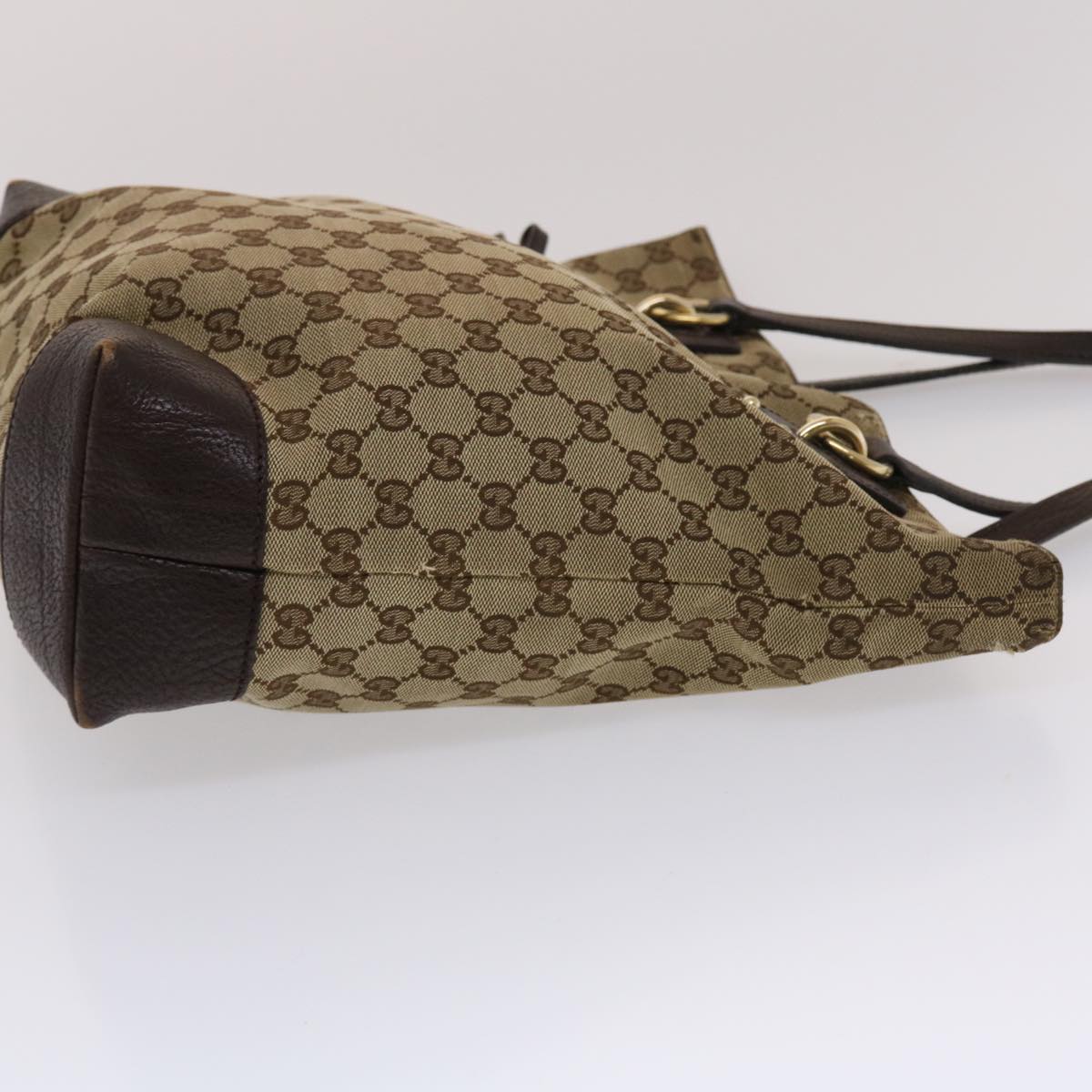 GUCCI GG Canvas Tote Bag Beige Dark Brown  49048