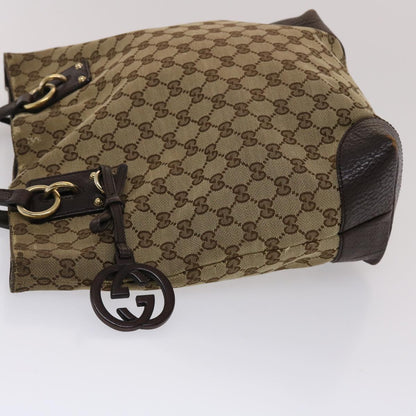 GUCCI GG Canvas Tote Bag Beige Dark Brown  49048