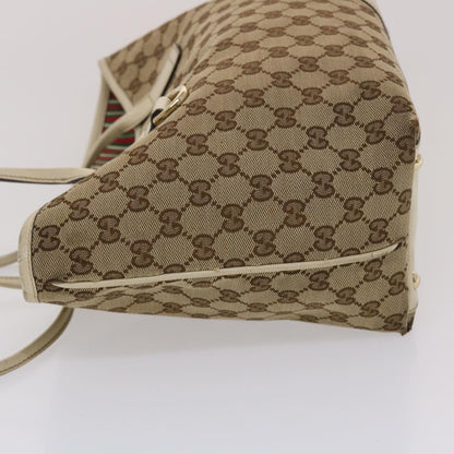 GUCCI GG Canvas Tote Bag Beige White  49055