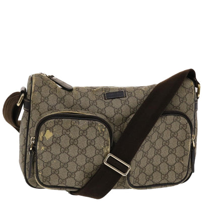 GUCCI GG Canvas Shoulder Bag PVC Leather Beige Dark Brown  49064