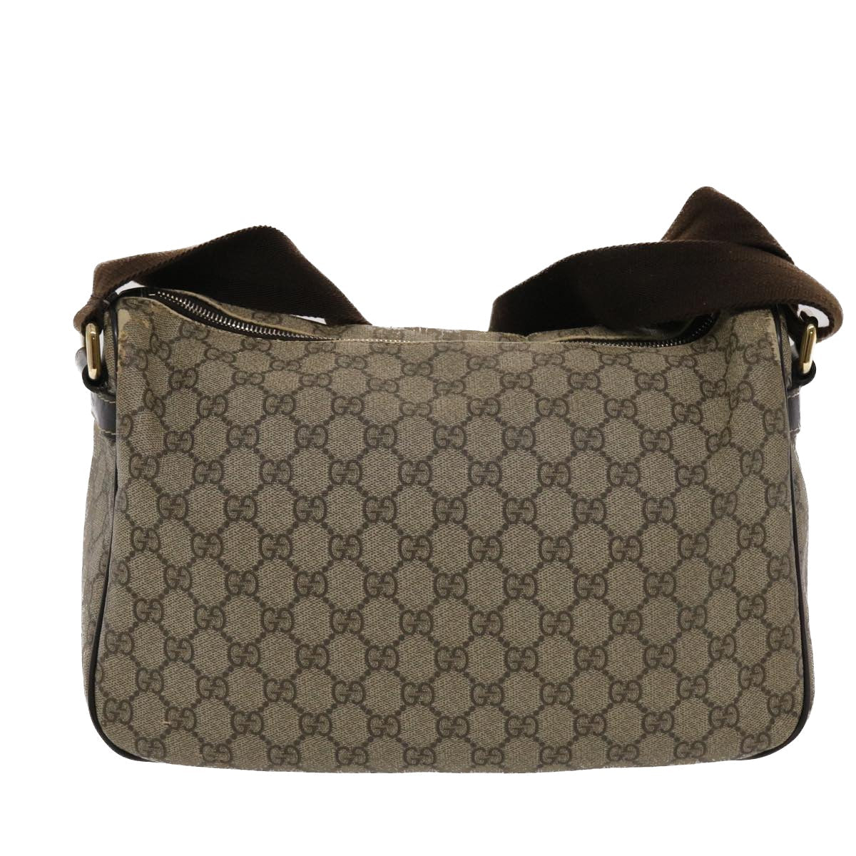GUCCI GG Canvas Shoulder Bag PVC Leather Beige Dark Brown  49064