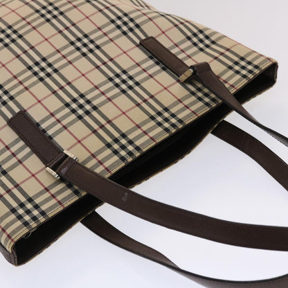 BurberrySs Nova Check Tote Bag Canvas Leather Beige Brown Auth 49087
