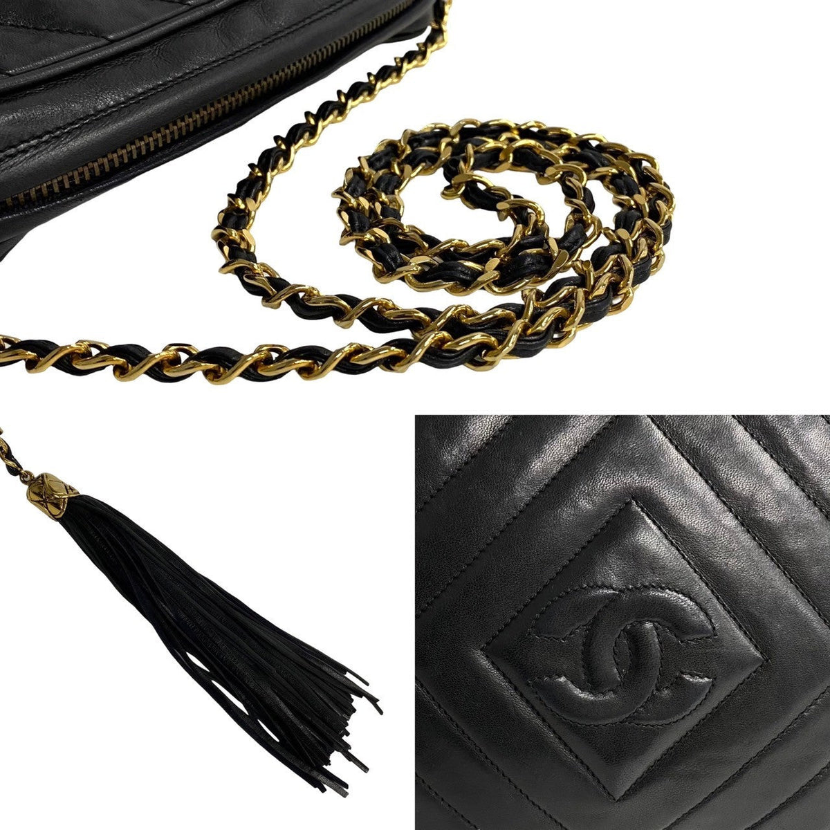 Chanel CC Tassel Camera Bag  Leather Crossbody Bag in Good condition