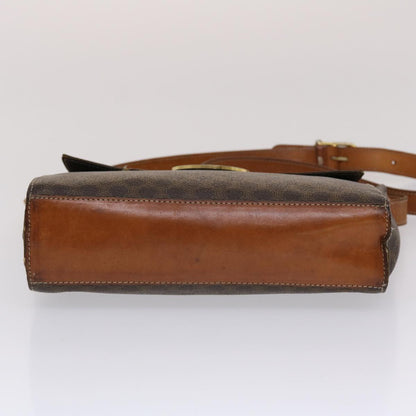 Celine Macadam Canvas Shoulder Bag PVC Leather Brown  49113