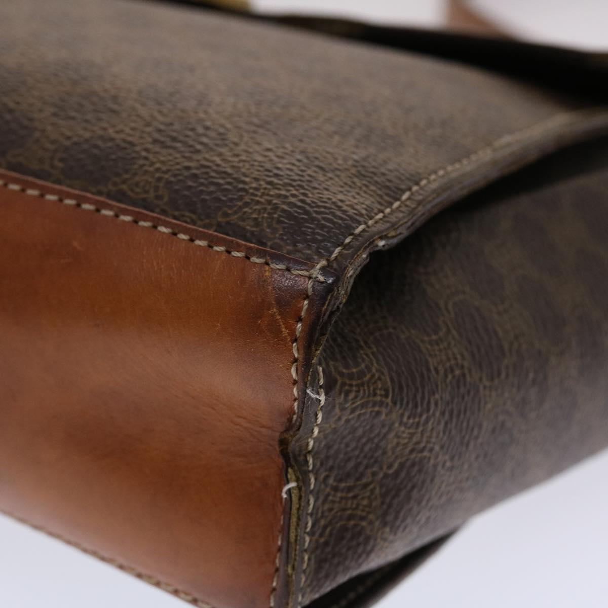 Celine Macadam Canvas Shoulder Bag PVC Leather Brown  49113