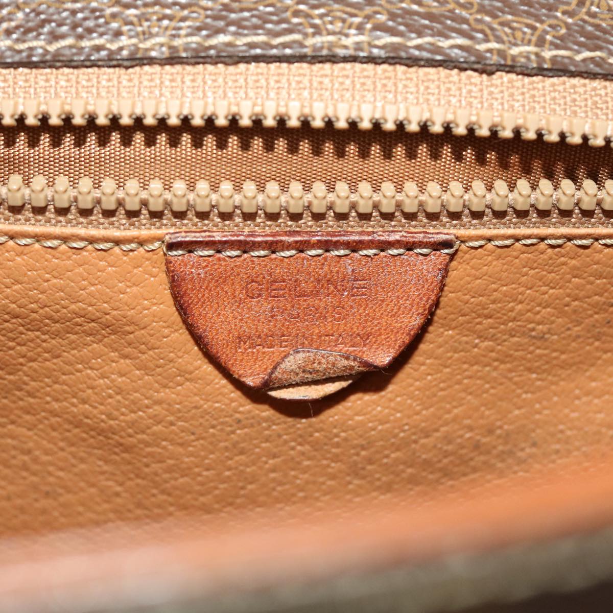 Celine Macadam Canvas Shoulder Bag PVC Leather Brown  49113