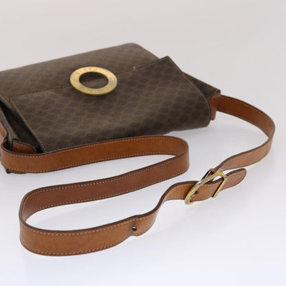 Celine Macadam Canvas Shoulder Bag PVC Leather Brown  49113