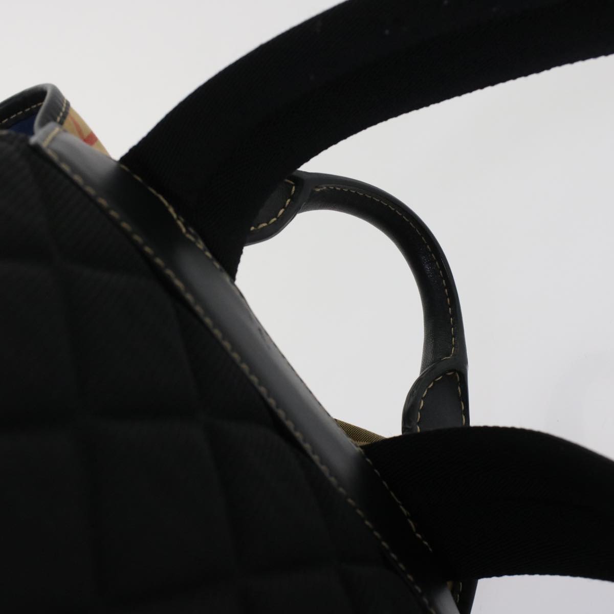 Burberry Nova Check Graffiti Backpack Canvas Leather Beige Blue Auth 49119A