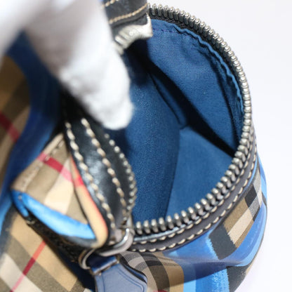 Burberry Nova Check Graffiti Backpack Canvas Leather Beige Blue Auth 49119A