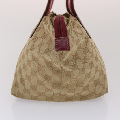 GUCCI GG Canvas Sherry Line Hand Bag Canvas Beige Red White 131228  49286