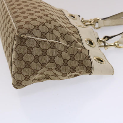 GUCCI GG Canvas Tote Bag Canvas Leather Beige White 162879  49289